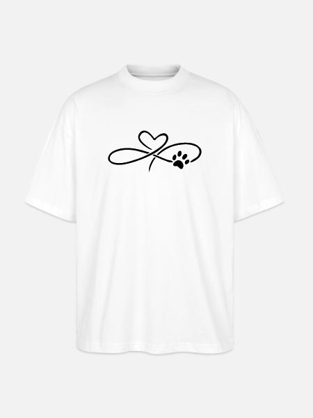 Infinity Heart with Paw Dog Cat - Stanley/Stella Oversized Unisex Organic T-shirt Blaster 2.0 - white