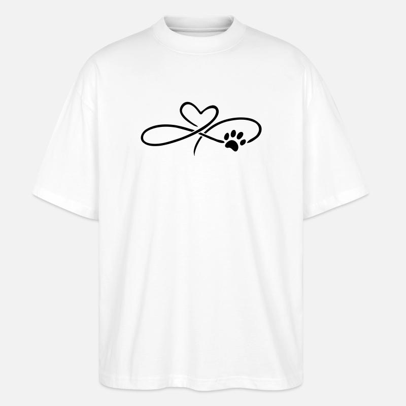 Infinity Herz mit Pfote Katze Hund - Stanley/Stella Oversized Unisex Bio T-Shirt Blaster 2.0 - Weiß