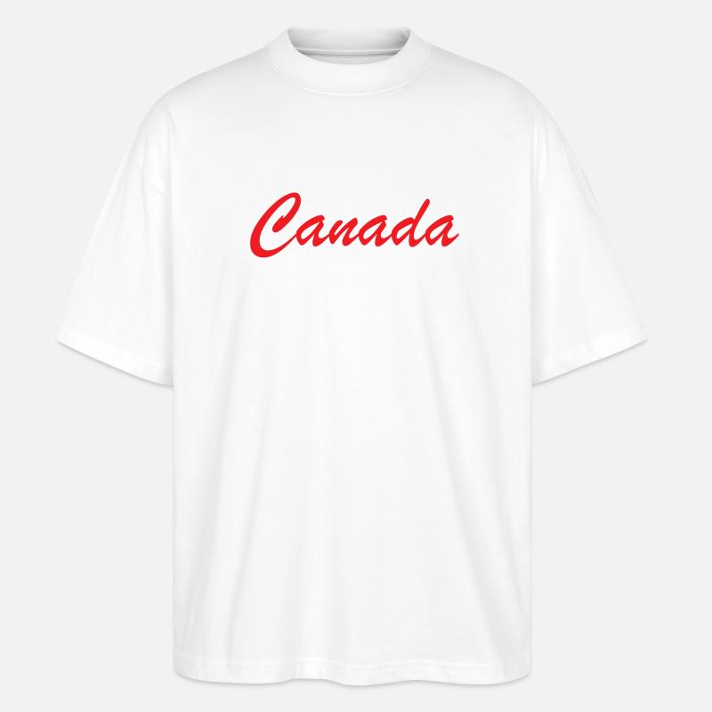 Canada Script Lettering Red - Stanley/Stella Oversized Unisex Organic T-shirt Blaster 2.0 - white