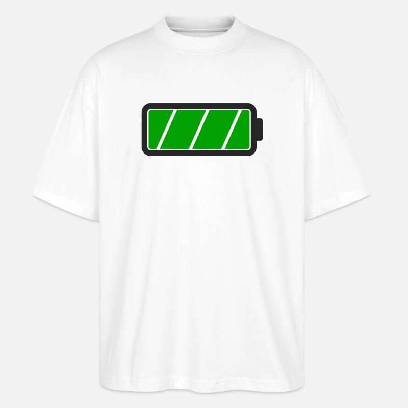 Batterie voll - Stanley/Stella Oversized Unisex Bio T-Shirt Blaster 2.0 - Weiß