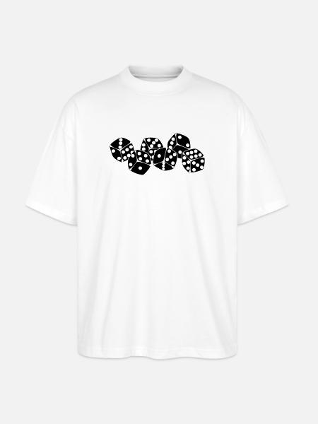 Sechs Würfel nebeneinander - Stanley/Stella Oversized Unisex Bio T-Shirt Blaster 2.0 - Weiß