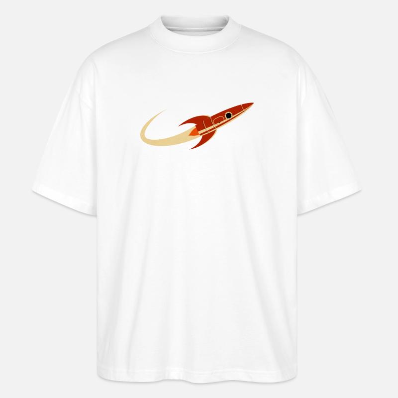 Fusée spatiale rouge - T-shirt bio Blaster 2.0 coupe oversize Stanley/Stella Unisexe - blanc