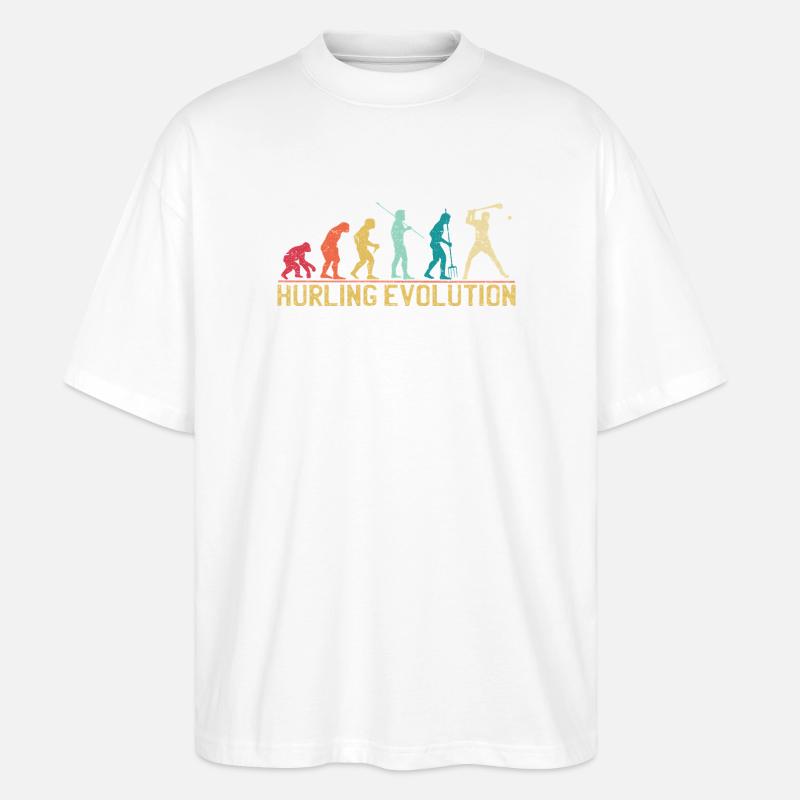 Hurling Evolution Silhouette Design - Stanley/Stella Oversized Unisex Organic T-shirt Blaster 2.0 - white