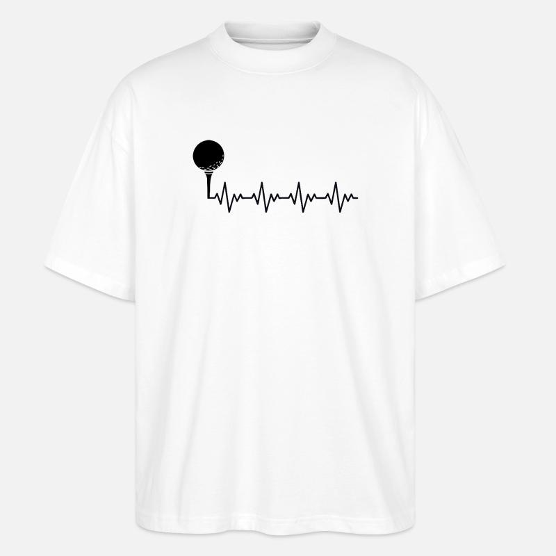 Golf Golfer Golfball EKG Herzschlag Herzfrequenz - Stanley/Stella Oversized Unisex Bio T-Shirt Blaster 2.0 - Weiß