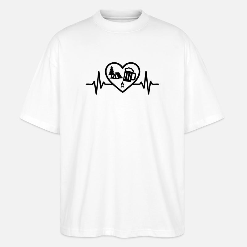 Herz Camping Bier - Stanley/Stella Oversized Unisex Bio T-Shirt Blaster 2.0 - Weiß