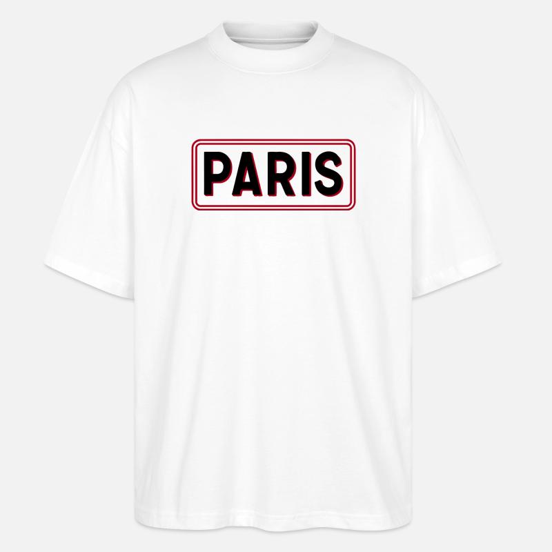 Paris Red Frame Typography - Stanley/Stella Oversized Unisex Organic T-shirt Blaster 2.0 - white