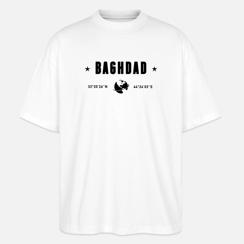 Bagdad, Irak Coordonnées Planète Terre - T-shirt bio Blaster 2.0 coupe oversize Stanley/Stella Unisexe - blanc