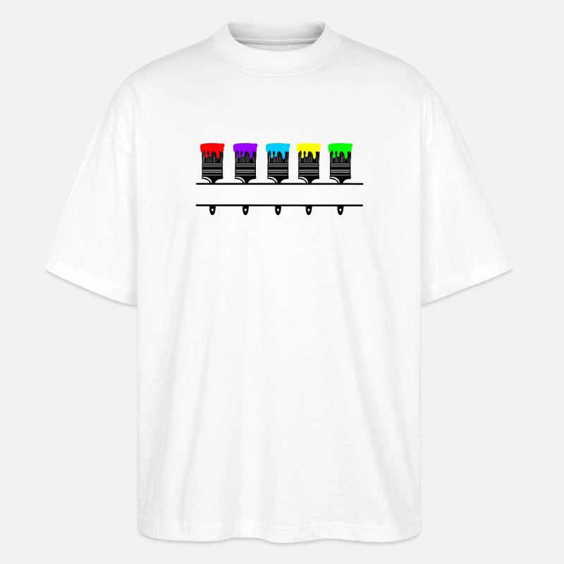 Farbpinsel mit leerer Aussparung - Stanley/Stella Oversized Unisex Bio T-Shirt Blaster 2.0 - Weiß