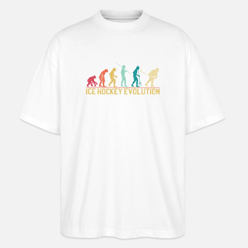 Hockey Evolution Silhouette Design - Stanley/Stella Oversized Unisex Bio T-Shirt Blaster 2.0 - Weiß