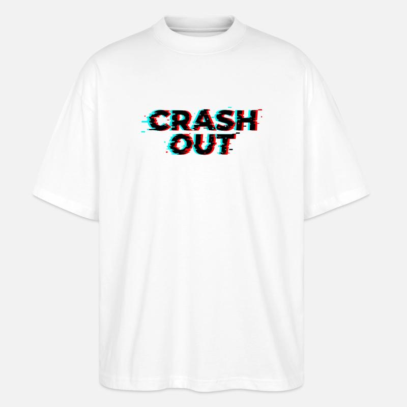 Crash Out – Glitch-Stil Schwarz Rot Cyan - Stanley/Stella Oversized Unisex Bio T-Shirt Blaster 2.0 - Weiß