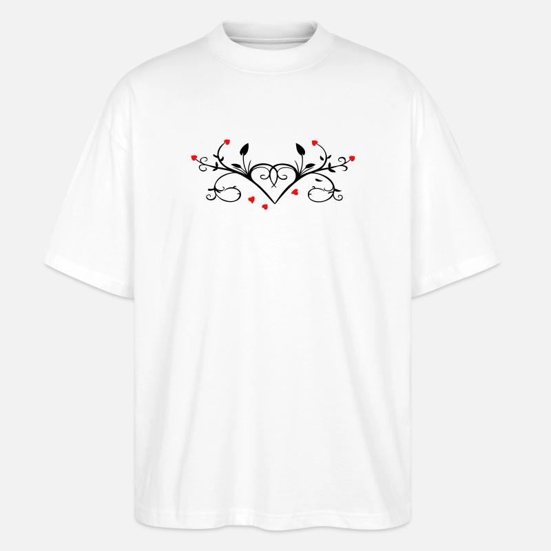 Ornament mit Herzchen - Stanley/Stella Oversized Unisex Bio T-Shirt Blaster 2.0 - Weiß