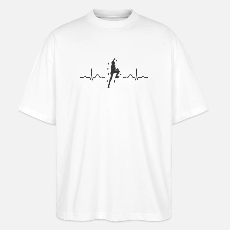 Boulderer Herzschlag Boulder Bouldern - Stanley/Stella Oversized Unisex Bio T-Shirt Blaster 2.0 - Weiß