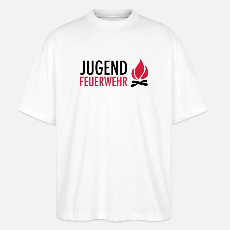 Young firefighters with flame - Stanley/Stella Oversized Unisex Organic T-shirt Blaster 2.0 - white