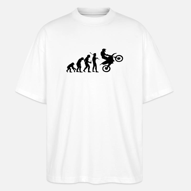Evolution Monkey to Motocross - Stanley/Stella Oversized Unisex Organic T-shirt Blaster 2.0 - white