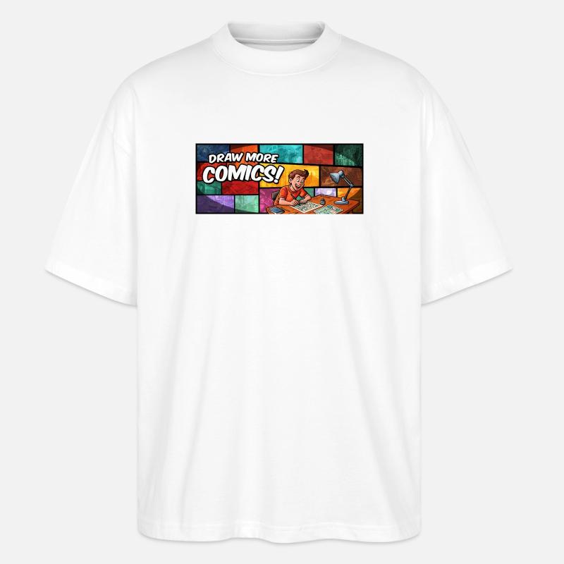 Draw More Comics! - Stanley/Stella Oversized Unisex Bio T-Shirt Blaster 2.0 - Weiß