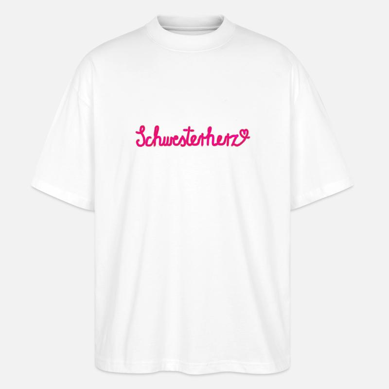 Schwesterherz - Geschenk mit Herz - Stanley/Stella Oversized Unisex Bio T-Shirt Blaster 2.0 - Weiß