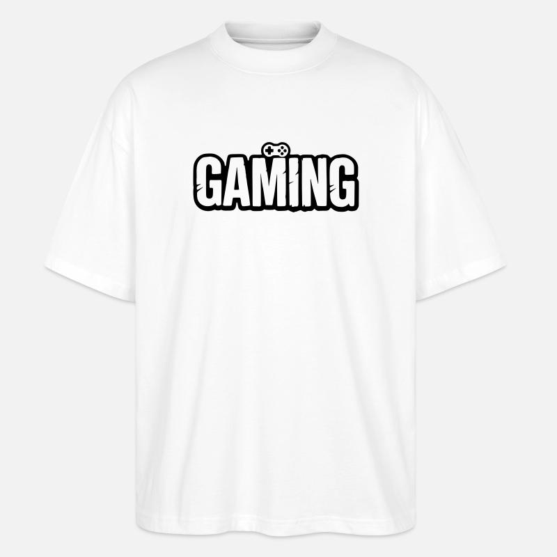 Gaming_Schrift_mit_Conroller - Stanley/Stella Oversized Unisex Bio T-Shirt Blaster 2.0 - Weiß