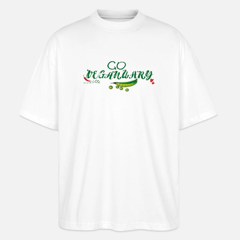 Go Vegan Januar - Stanley/Stella Oversized Unisex Bio T-Shirt Blaster 2.0 - Weiß