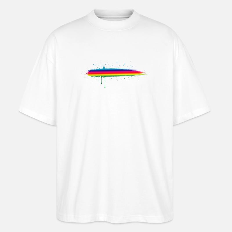 Rainbow Brush Stroke Gradient Splash - Stanley/Stella Oversized Unisex Organic T-shirt Blaster 2.0 - white