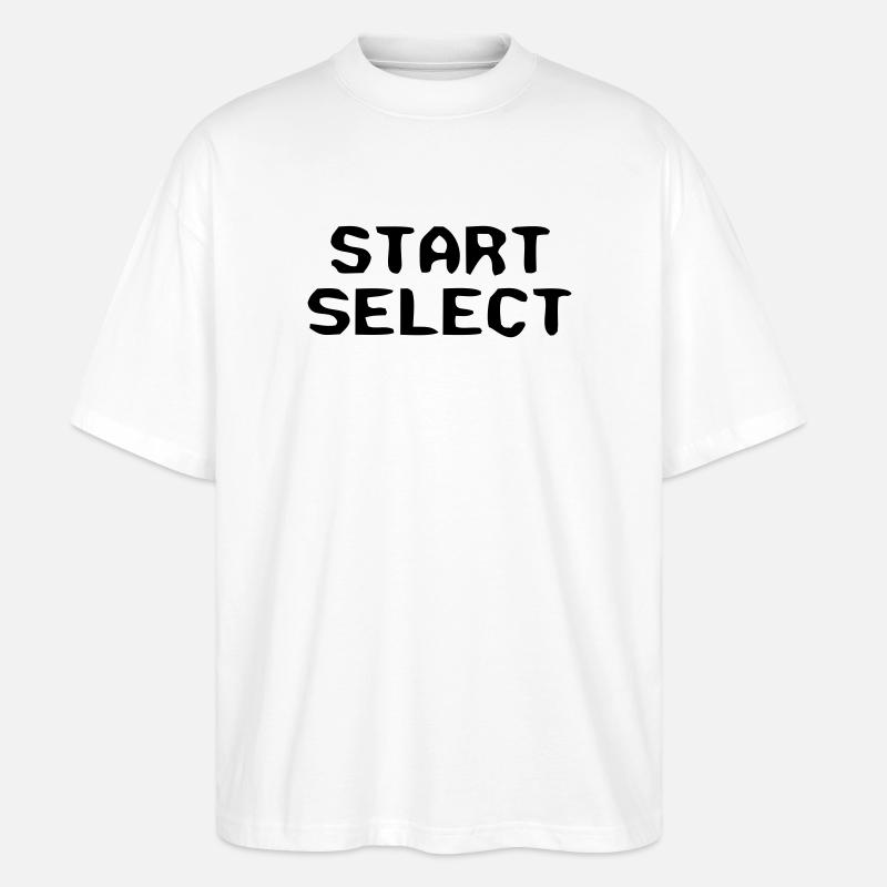 Start Select 8-Bit Text - Stanley/Stella Oversized Unisex Organic T-shirt Blaster 2.0 - white