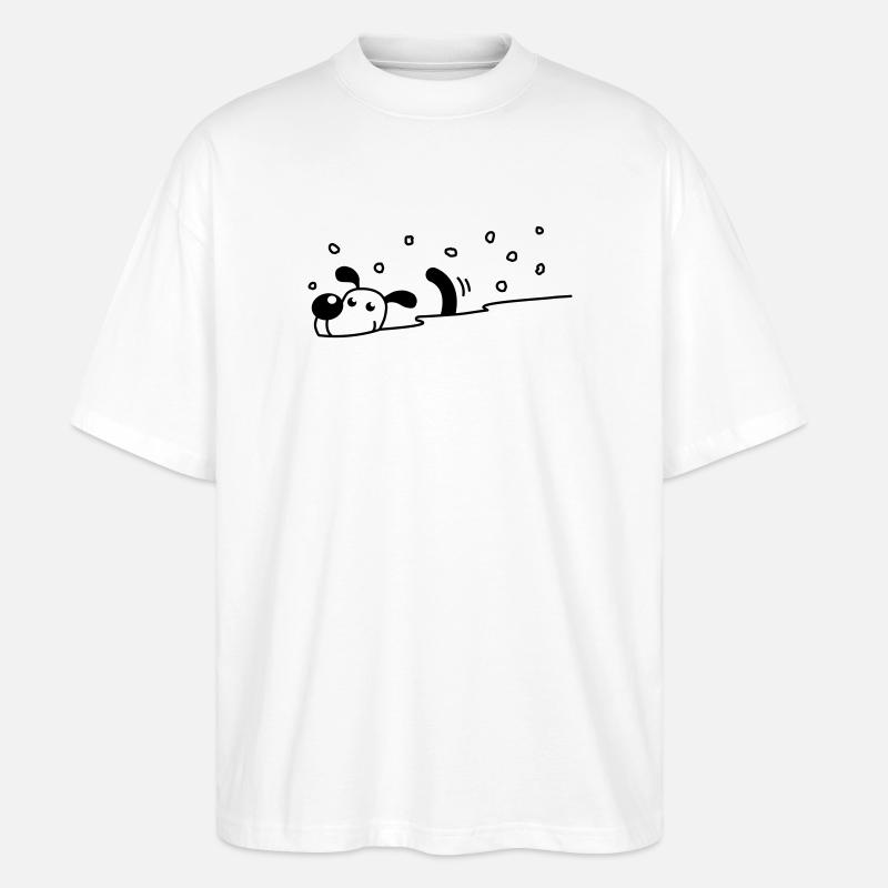 Un chien mignon dans la neige - T-shirt bio Blaster 2.0 coupe oversize Stanley/Stella Unisexe - blanc