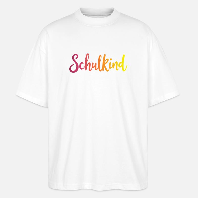 Schulkind Farbverlauf Rot-Gelb - Gradient Script - Stanley/Stella Oversized Unisex Bio T-Shirt Blaster 2.0 - Weiß