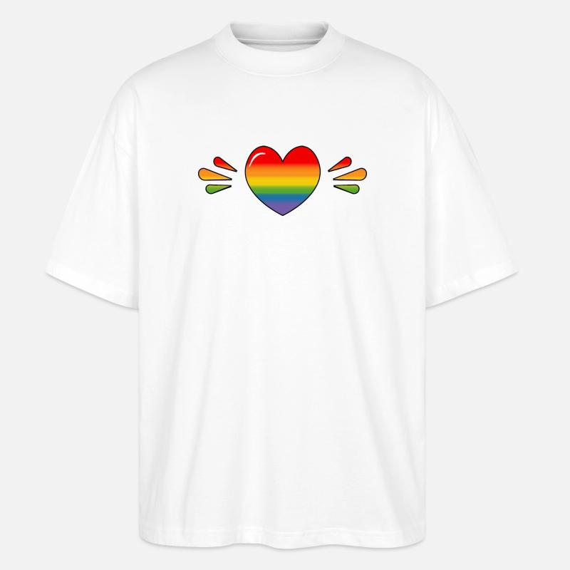 Rainbow Sparkling heart - Stanley/Stella Oversized Unisex Bio T-Shirt Blaster 2.0 - Weiß