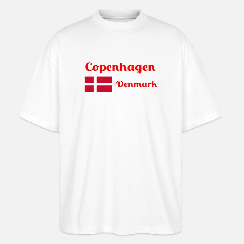 Copenhague, Danemark - Imprimés élégants - T-shirt bio Blaster 2.0 coupe oversize Stanley/Stella Unisexe - blanc