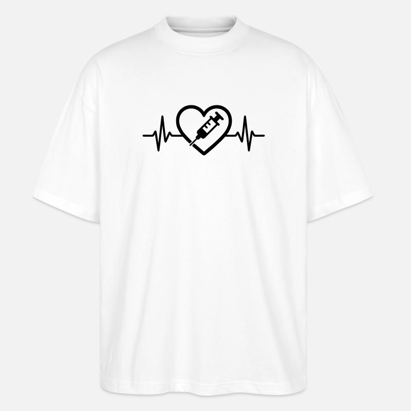 Herz + Krankenpfleger / Krankenschwester – Super  - Stanley/Stella Oversized Unisex Bio T-Shirt Blaster 2.0 - Weiß