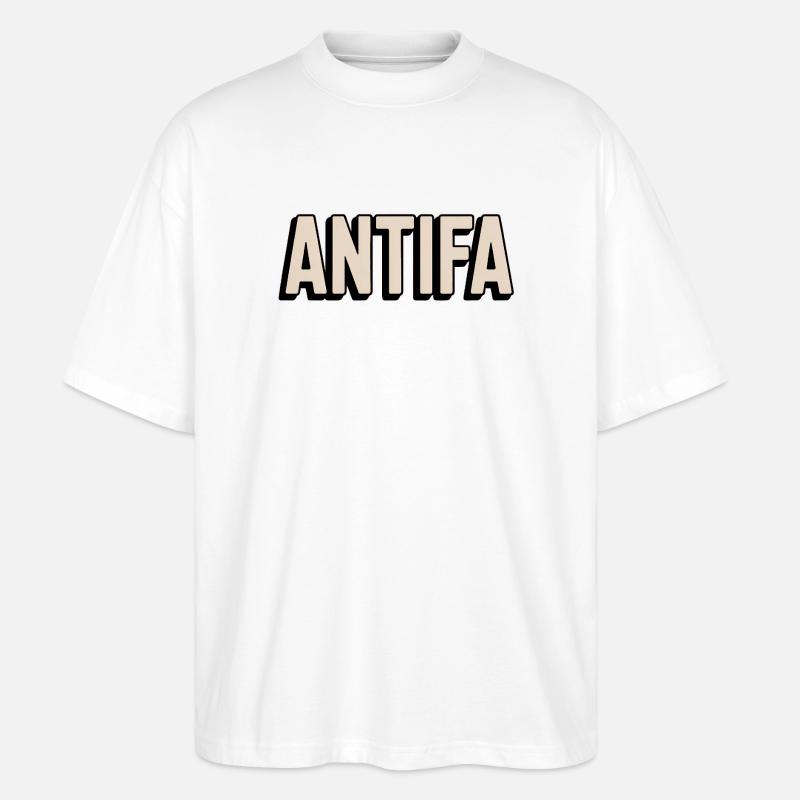 Antifa – Antifaschistisches Merch - Stanley/Stella Oversized Unisex Bio T-Shirt Blaster 2.0 - Weiß