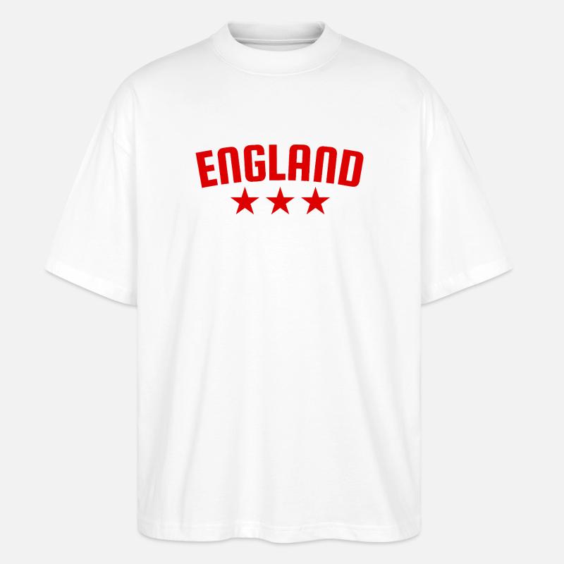 England 3 Sterne Design Rot - Stanley/Stella Oversized Unisex Bio T-Shirt Blaster 2.0 - Weiß
