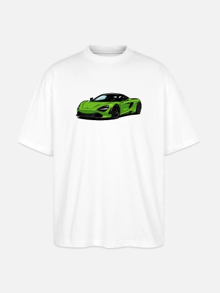 Lime Green Supercar–Illust - Stanley/Stella Oversized Unisex Organic T-shirt Blaster 2.0 - white
