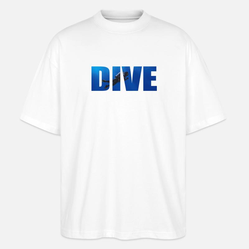 Dive Text mit Taucher im Ozean - Stanley/Stella Oversized Unisex Bio T-Shirt Blaster 2.0 - Weiß