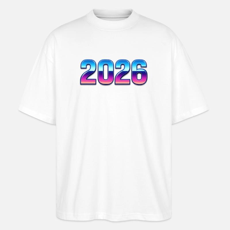 Neon 2026 Gradient Design - Stanley/Stella Oversized Unisex Organic T-shirt Blaster 2.0 - white