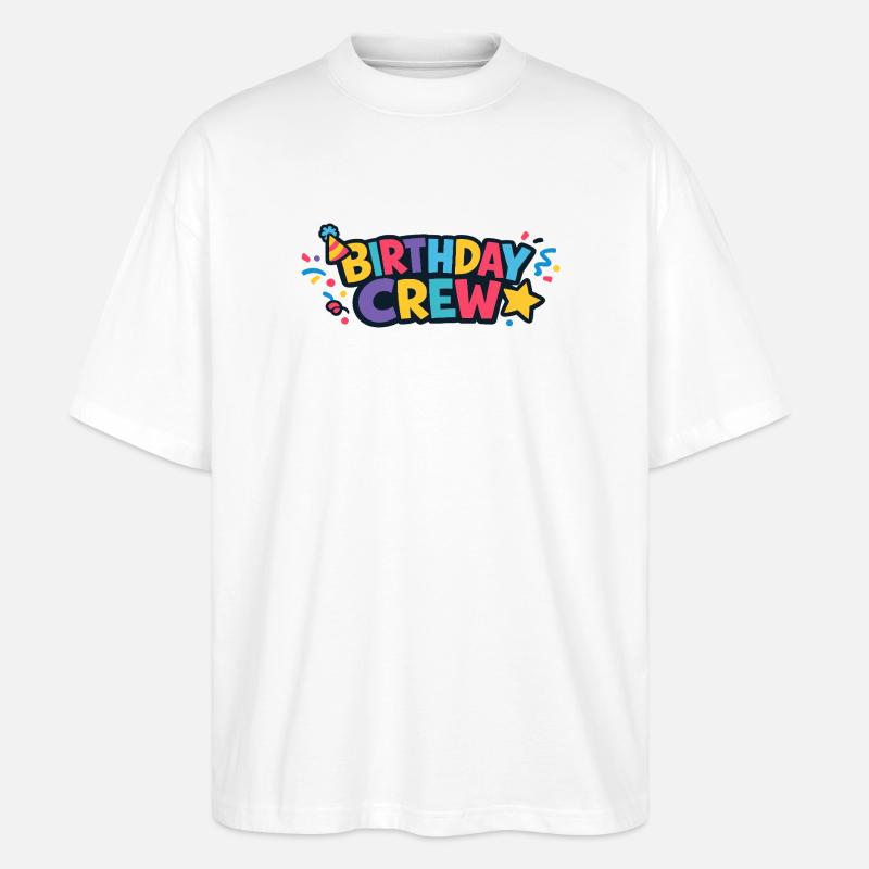 Birthday Crew Farbexplosion - Stanley/Stella Oversized Unisex Bio T-Shirt Blaster 2.0 - Weiß