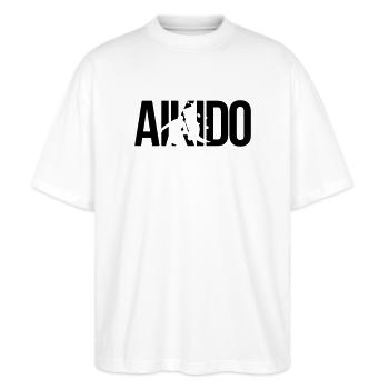 aikido - Stanley/Stella Oversized Unisex Bio T-Shirt Blaster 2.0 - Weiß - Vorne - Alina (178cm) & Michal (187cm)