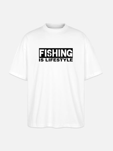Fishing is lifestyle - Stanley/Stella Oversized Unisex Organic T-shirt Blaster 2.0 - white