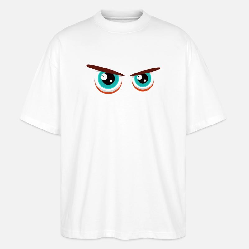 Intensive Blickblicke mit angespannter Mimik - Stanley/Stella Oversized Unisex Bio T-Shirt Blaster 2.0 - Weiß
