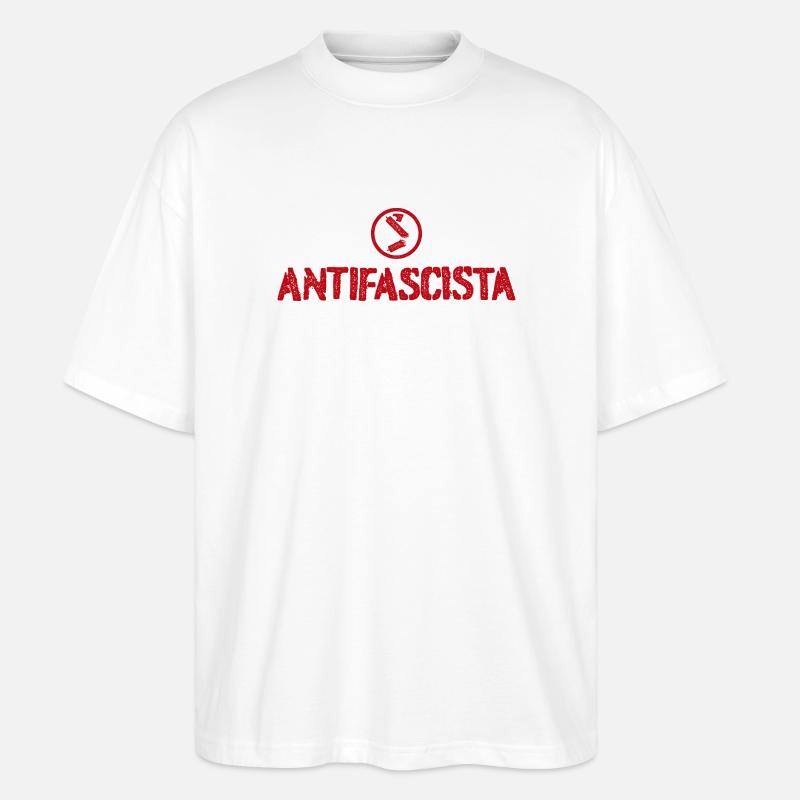 Antifaschistisch - Stanley/Stella Oversized Unisex Bio T-Shirt Blaster 2.0 - Weiß