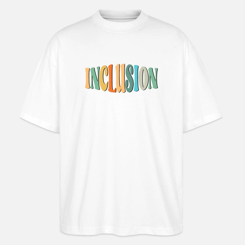 LETTRAGE D’INCLUSION - DIVERSITÉ - ÉGALITÉ - T-shirt bio Blaster 2.0 coupe oversize Stanley/Stella Unisexe - blanc