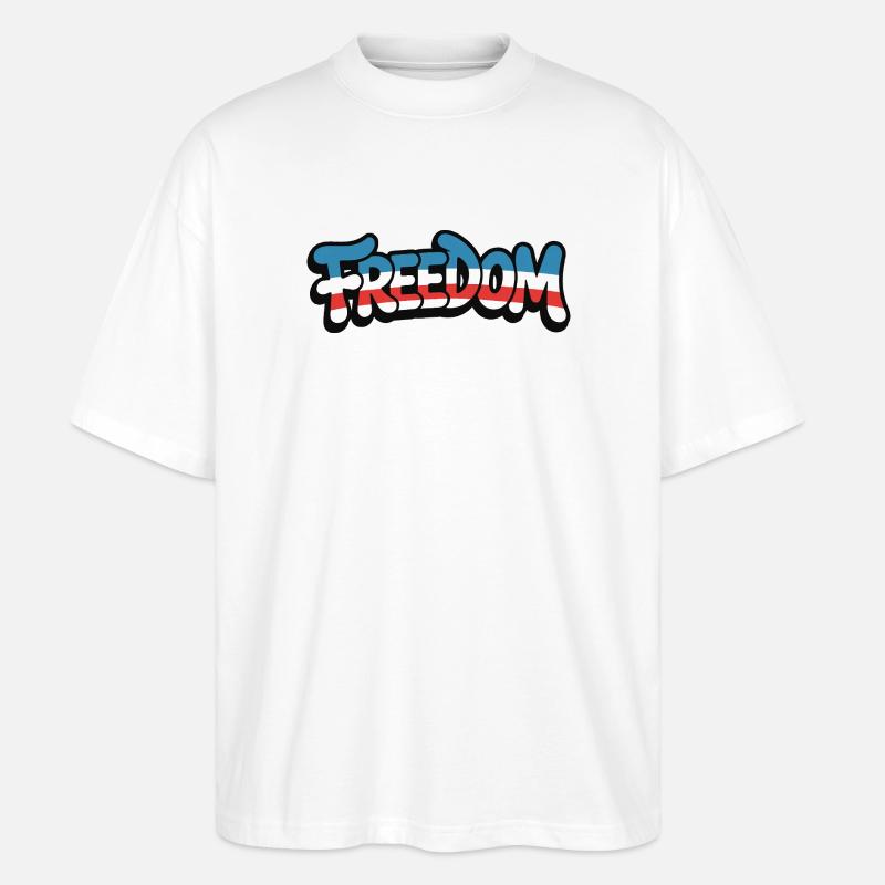 Freedom Typografie Statement Design - Stanley/Stella Oversized Unisex Bio T-Shirt Blaster 2.0 - Weiß