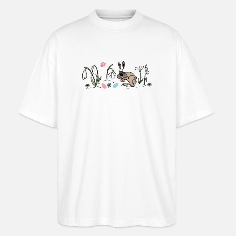 Le lapin de Pâques au printemps - T-shirt bio Blaster 2.0 coupe oversize Stanley/Stella Unisexe - blanc