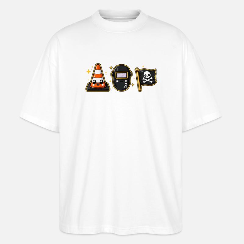 Construction site construction worker pirate - Stanley/Stella Oversized Unisex Organic T-shirt Blaster 2.0 - white