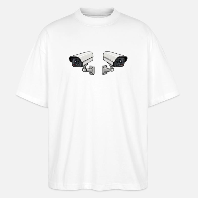 Art de surveillance à double caméra - T-shirt bio Blaster 2.0 coupe oversize Stanley/Stella Unisexe - blanc