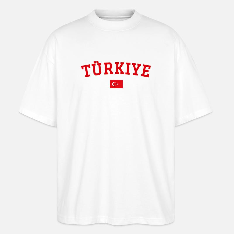 Turkey Flag Design Red - Stanley/Stella Oversized Unisex Organic T-shirt Blaster 2.0 - white