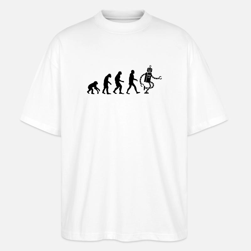 evolution robot - Stanley/Stella Oversized Unisex Organic T-shirt Blaster 2.0 - white