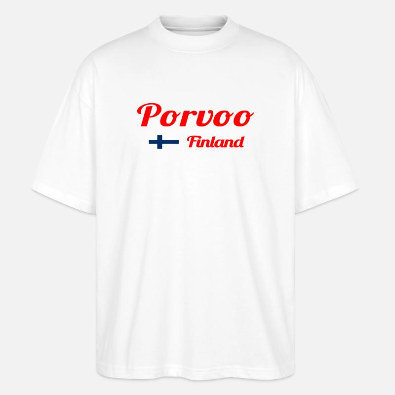Porvoo, Finlande - Imprimés élégants - T-shirt bio Blaster 2.0 coupe oversize Stanley/Stella Unisexe - blanc