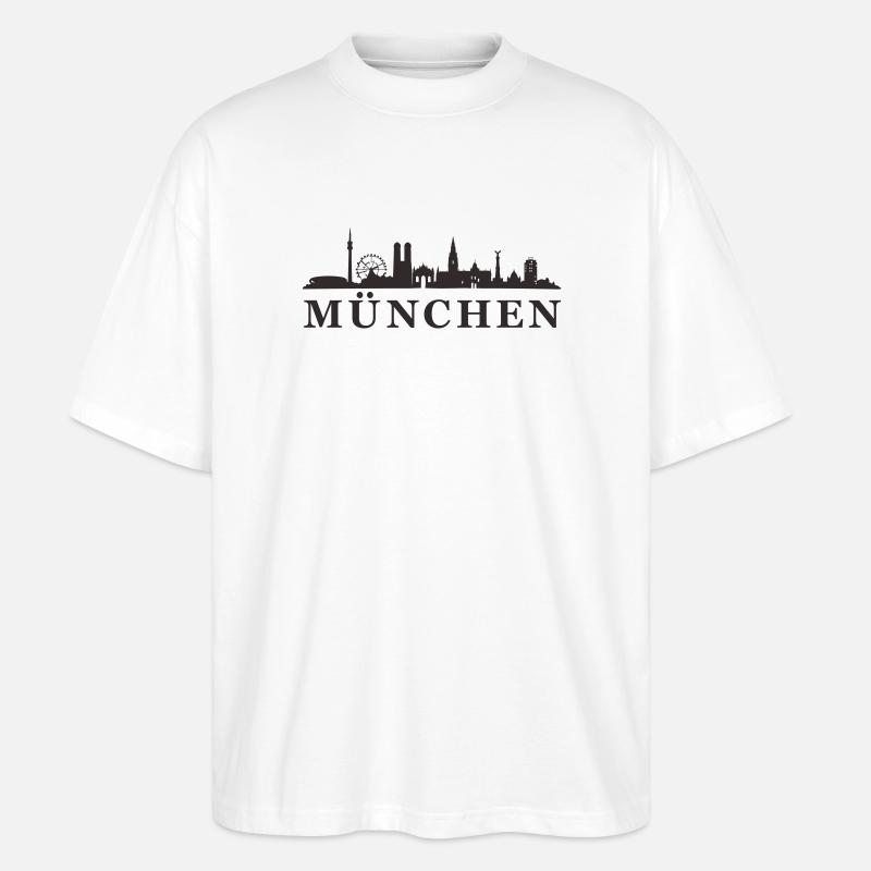 München Skyline Silhouette - Stanley/Stella Oversized Unisex Bio T-Shirt Blaster 2.0 - Weiß