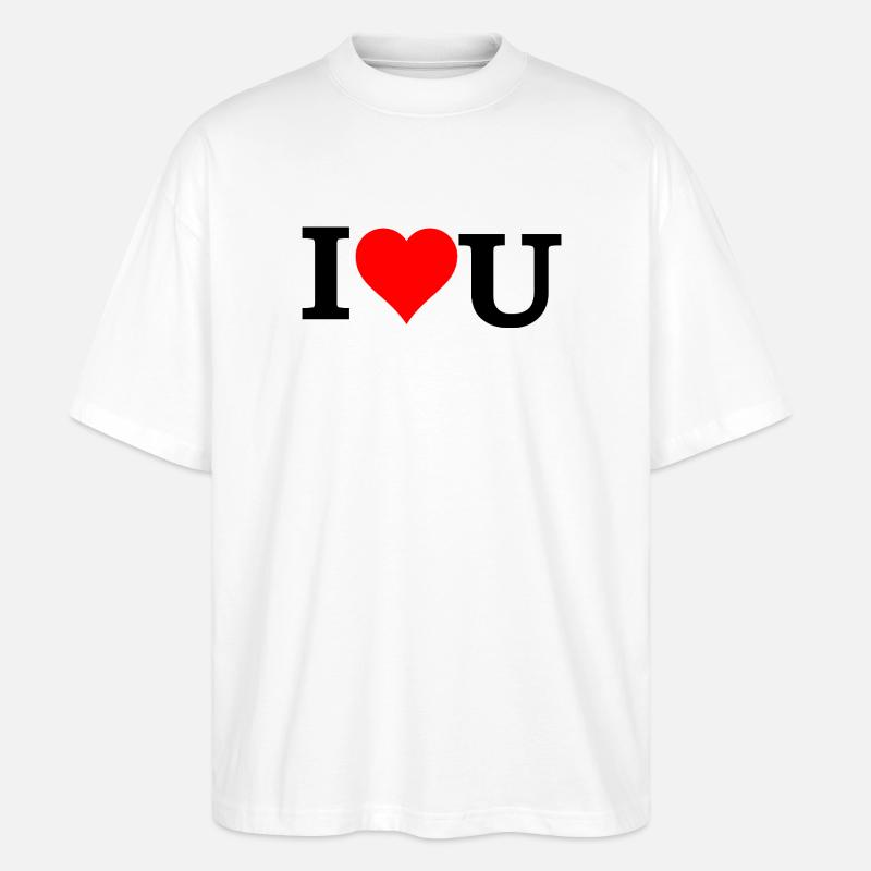 Rotes Herz auf Schwarz - Stanley/Stella Oversized Unisex Bio T-Shirt Blaster 2.0 - Weiß