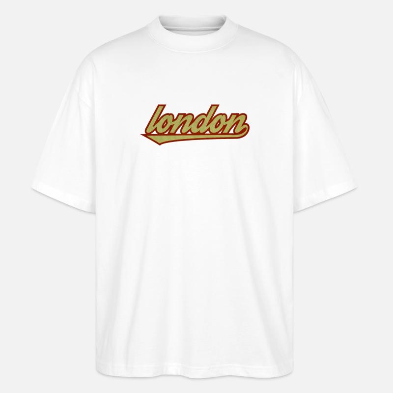 London Retro Script Logo - Stanley/Stella Oversized Unisex Bio T-Shirt Blaster 2.0 - Weiß
